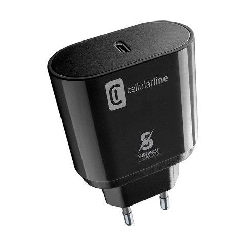 Cellularline - Ładowarka sieciowa USB-C Super Fast Charger 25W (Designed for Samsung) (czarny) Cellularline - Ładowarka sieciowa USB-C Super Fast Charger 25W (Designed for Samsung) (czarny)
