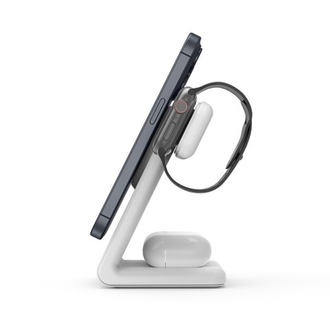 Crong MagSpot Pivot Stand - Ładowarka bezprzewodowa 3w1 z MagSafe do iPhone, Apple Watch i AirPods (biały) Crong MagSpot Pivot Stand - Ładowarka bezprzewodowa 3w1 z MagSafe do iPhone, Apple Watch i AirPods (biały)