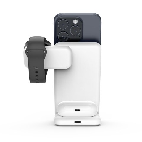 Crong MagSpot Pivot Stand - Ładowarka bezprzewodowa 3w1 z MagSafe do iPhone, Apple Watch i AirPods (biały) Crong MagSpot Pivot Stand - Ładowarka bezprzewodowa 3w1 z MagSafe do iPhone, Apple Watch i AirPods (biały)