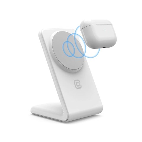 Crong MagSpot Stand - Ładowarka bezprzewodowa 2w1 z MagSafe do iPhone i AirPods (biały) Crong MagSpot Stand - Ładowarka bezprzewodowa 2w1 z MagSafe do iPhone i AirPods (biały)