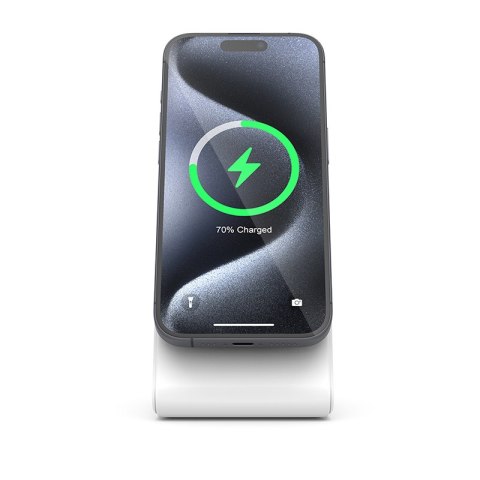 Crong MagSpot Stand - Ładowarka bezprzewodowa 2w1 z MagSafe do iPhone i AirPods (biały) Crong MagSpot Stand - Ładowarka bezprzewodowa 2w1 z MagSafe do iPhone i AirPods (biały)