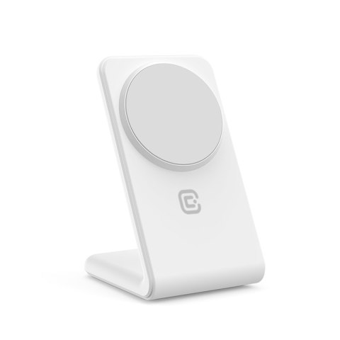 Crong MagSpot Stand - Ładowarka bezprzewodowa 2w1 z MagSafe do iPhone i AirPods (biały) Crong MagSpot Stand - Ładowarka bezprzewodowa 2w1 z MagSafe do iPhone i AirPods (biały)