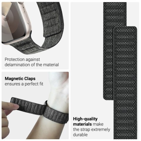 Crong Melange - Pasek magnetyczny do Apple Watch 44/45/46/49 mm (czarny melanż) Crong Melange - Pasek magnetyczny do Apple Watch 44/45/46/49 mm (czarny melanż)