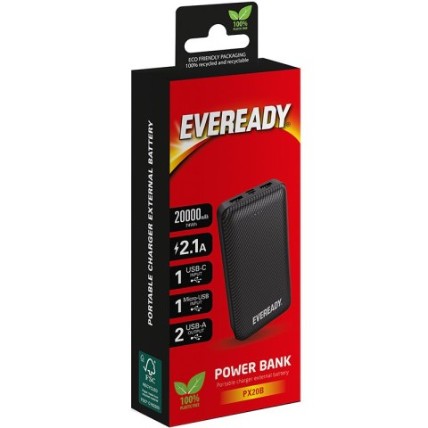 Eveready PX20B - Powerbank 20000 mAh 2x USB-A (Czarny) Eveready PX20B - Powerbank 20000 mAh 2x USB-A (Czarny)