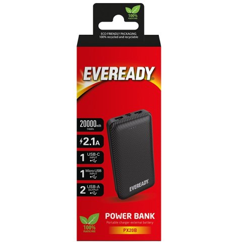Eveready PX20B - Powerbank 20000 mAh 2x USB-A (Czarny) Eveready PX20B - Powerbank 20000 mAh 2x USB-A (Czarny)