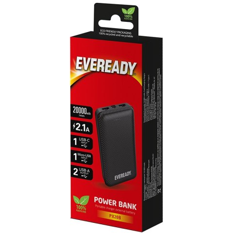 Eveready PX20B - Powerbank 20000 mAh 2x USB-A (Czarny) Eveready PX20B - Powerbank 20000 mAh 2x USB-A (Czarny)