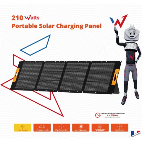 Wonder Ws210 - Panel słoneczny / Ładowarka solarna 210W z wyjściem MC4 (Czarny) Wonder Ws210 - Panel słoneczny / Ładowarka solarna 210W z wyjściem MC4 (Czarny)