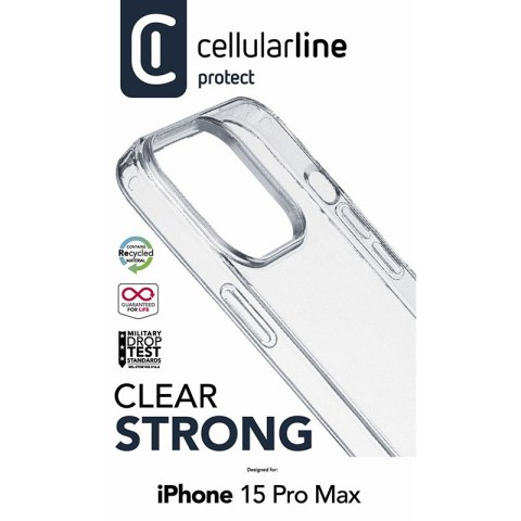 Cellularline Clear Strong - Etui iPhone 15 Pro Max z ochroną antybakteryjną (przezroczysty) Cellularline Clear Strong - Etui iPhone 15 Pro Max z ochroną antybakteryjną (przezroczysty)