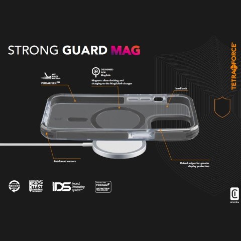 Cellularline Tetra Force Strong Guard Mag - Etui iPhone 15 Pro MagSafe z powłoką MICROBAN (przezroczysty) Cellularline Tetra Force Strong Guard Mag - Etui iPhone 15 Pro MagSafe z powłoką MICROBAN (przezroczysty)