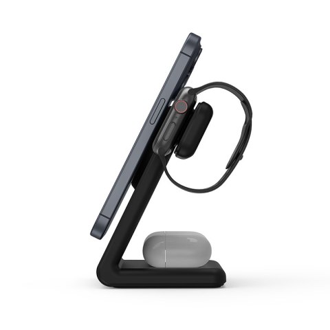 Crong MagSpot Pivot Stand - Ładowarka bezprzewodowa 3w1 z MagSafe do iPhone, Apple Watch i AirPods (czarny) Crong MagSpot Pivot Stand - Ładowarka bezprzewodowa 3w1 z MagSafe do iPhone, Apple Watch i AirPods (czarny)