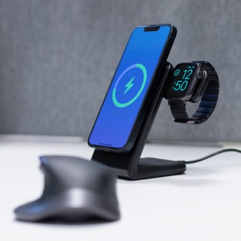 Crong MagSpot Pivot Stand - Ładowarka bezprzewodowa 3w1 z MagSafe do iPhone, Apple Watch i AirPods (czarny) Crong MagSpot Pivot Stand - Ładowarka bezprzewodowa 3w1 z MagSafe do iPhone, Apple Watch i AirPods (czarny)