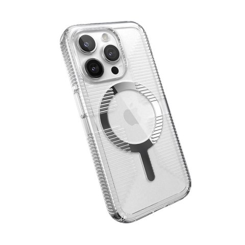 Speck Gemshell Grip + MagSafe - Etui do iPhone 15 Pro (Clear / Chrome Finish) Speck Gemshell Grip + MagSafe - Etui do iPhone 15 Pro (Clear / Chrome Finish)
