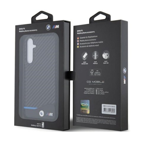 BMW Leather Carbon Blue Line - Etui Samsung Galaxy S23 FE (czarny) BMW Leather Carbon Blue Line - Etui Samsung Galaxy S23 FE (czarny)