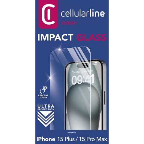 Cellularline Impact Glass - Hartowane szkło ochronne iPhone 15 Plus / iPhone 15 Pro Max Cellularline Impact Glass - Hartowane szkło ochronne iPhone 15 Plus / iPhone 15 Pro Max