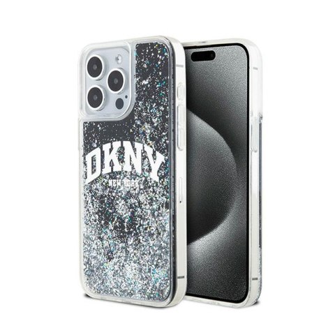 DKNY Liquid Glitter Big Logo - Etui iPhone 15 Pro Max (czarny) DKNY Liquid Glitter Big Logo - Etui iPhone 15 Pro Max (czarny)