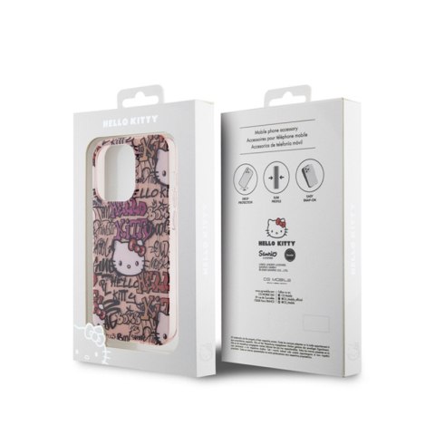 Hello Kitty IML Tags Graffiti - Etui iPhone 15 Pro (różowy) Hello Kitty IML Tags Graffiti - Etui iPhone 15 Pro (różowy)
