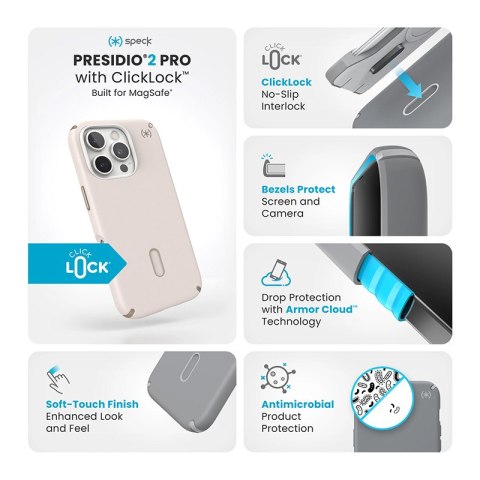 Speck Presidio2 Pro ClickLock & MagSafe - Etui iPhone 16 Pro (Bleached Bone / Heirloom Gold / Hazel Brown) Speck Presidio2 Pro ClickLock & MagSafe - Etui iPhone 16 Pro (Bleached Bone / Heirloom Gold / Hazel Brown)
