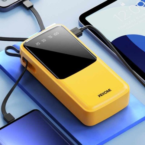 WEKOME WP-10 Pop Digital Series - Power bank 20000 mAh z wbudowanym kablem USB-C / Lightning / Micro USB / USB-A (Żółty) WEKOME WP-10 Pop Digital Series - Power bank 20000 mAh z wbudowanym kablem USB-C / Lightning / Micro USB / USB-A (Żółty)