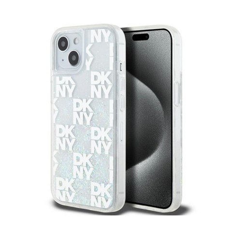 DKNY Liquid Glitter Multilogo - Etui iPhone 15 / 14 / 13 (biały) DKNY Liquid Glitter Multilogo - Etui iPhone 15 / 14 / 13 (biały)