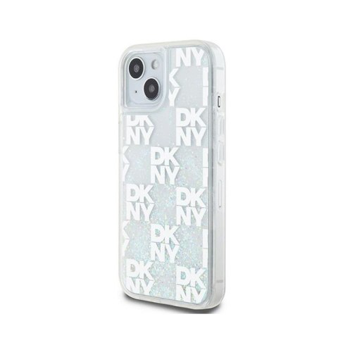 DKNY Liquid Glitter Multilogo - Etui iPhone 15 / 14 / 13 (biały) DKNY Liquid Glitter Multilogo - Etui iPhone 15 / 14 / 13 (biały)