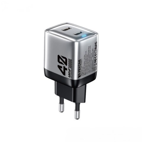 WEKOME WP-U02 Mecha Series - Ładowarka sieciowa 2x USB-C Super Fast Charger GaN 40W (Srebrny) WEKOME WP-U02 Mecha Series - Ładowarka sieciowa 2x USB-C Super Fast Charger GaN 40W (Srebrny)