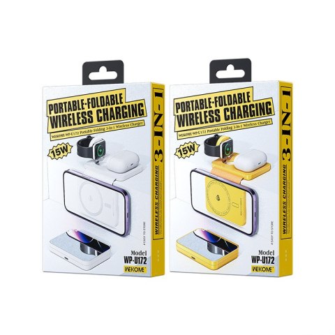 WEKOME WP-U172 - Ładowarka bezprzewodowa 3w1 z MagSafe do iPhone, Apple Watch i AirPods + lusterko (Żółty) WEKOME WP-U172 - Ładowarka bezprzewodowa 3w1 z MagSafe do iPhone, Apple Watch i AirPods + lusterko (Żółty)
