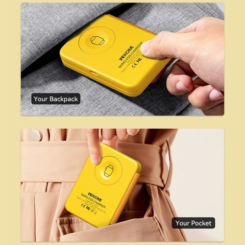 WEKOME WP-U172 - Ładowarka bezprzewodowa 3w1 z MagSafe do iPhone, Apple Watch i AirPods + lusterko (Żółty) WEKOME WP-U172 - Ładowarka bezprzewodowa 3w1 z MagSafe do iPhone, Apple Watch i AirPods + lusterko (Żółty)