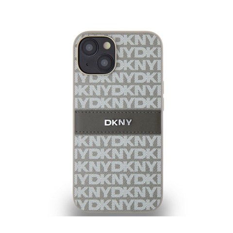 DKNY Leather Mono Stripe & Metal Logo - Etui iPhone 14 / 15 / 13 (beżowy) DKNY Leather Mono Stripe & Metal Logo - Etui iPhone 14 / 15 / 13 (beżowy)