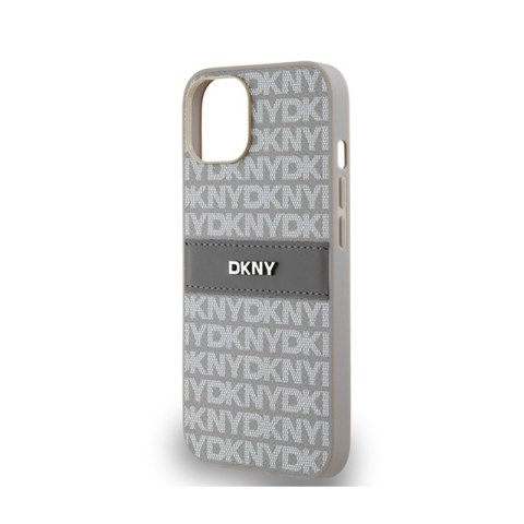 DKNY Leather Mono Stripe & Metal Logo - Etui iPhone 14 / 15 / 13 (beżowy) DKNY Leather Mono Stripe & Metal Logo - Etui iPhone 14 / 15 / 13 (beżowy)