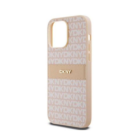 DKNY Leather Mono Stripe & Metal Logo - Etui iPhone 14 Pro Max (różowy) DKNY Leather Mono Stripe & Metal Logo - Etui iPhone 14 Pro Max (różowy)