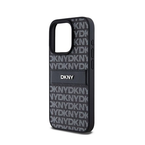 DKNY Leather Mono Stripe & Metal Logo - Etui iPhone 15 Pro (czarny) DKNY Leather Mono Stripe & Metal Logo - Etui iPhone 15 Pro (czarny)
