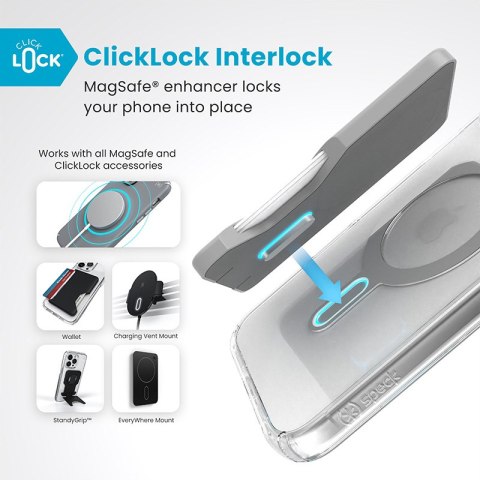 Speck Presidio Perfect-Clear ClickLock & MagSafe - Etui iPhone 16 Plus (Clear / Chrome Finish / Serene Silver) Speck Presidio Perfect-Clear ClickLock & MagSafe - Etui iPhone 16 Plus (Clear / Chrome Finish / Serene Silver)