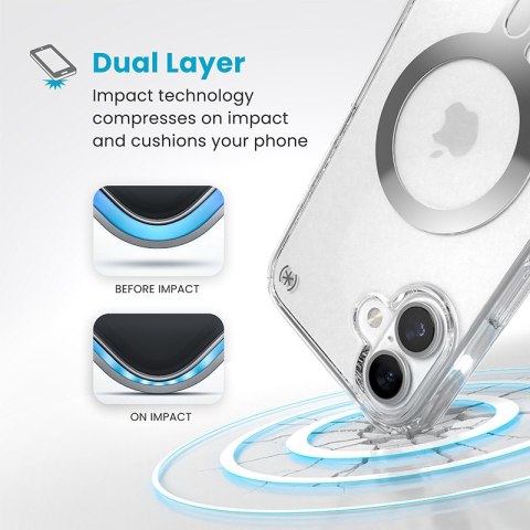 Speck Presidio Perfect-Clear ClickLock & MagSafe - Etui iPhone 16 Plus (Clear / Chrome Finish / Serene Silver) Speck Presidio Perfect-Clear ClickLock & MagSafe - Etui iPhone 16 Plus (Clear / Chrome Finish / Serene Silver)