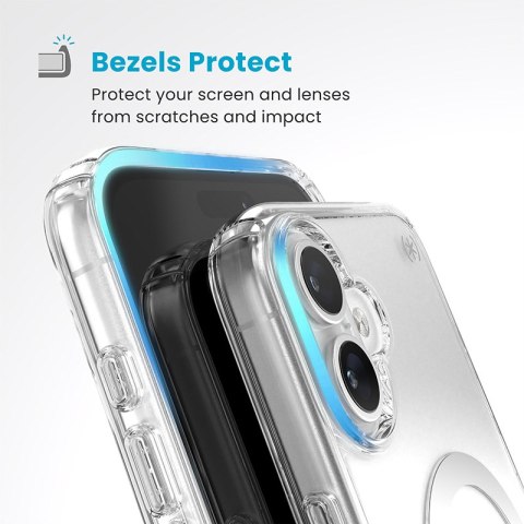 Speck Presidio Perfect-Clear ClickLock & MagSafe - Etui iPhone 16 Plus (Clear / Chrome Finish / Serene Silver) Speck Presidio Perfect-Clear ClickLock & MagSafe - Etui iPhone 16 Plus (Clear / Chrome Finish / Serene Silver)