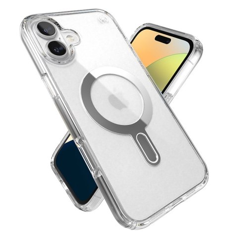 Speck Presidio Perfect-Clear ClickLock & MagSafe - Etui iPhone 16 Plus (Clear / Chrome Finish / Serene Silver) Speck Presidio Perfect-Clear ClickLock & MagSafe - Etui iPhone 16 Plus (Clear / Chrome Finish / Serene Silver)