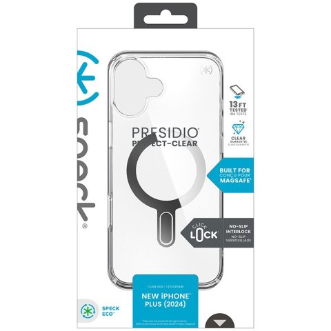 Speck Presidio Perfect-Clear ClickLock & MagSafe - Etui iPhone 16 Plus (Clear / Chrome Finish / Serene Silver) Speck Presidio Perfect-Clear ClickLock & MagSafe - Etui iPhone 16 Plus (Clear / Chrome Finish / Serene Silver)