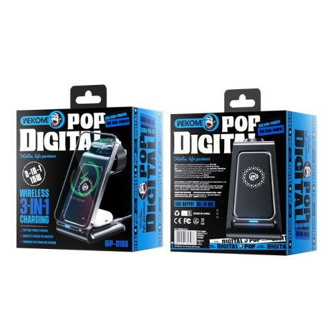 WEKOME WP-U168 Pop Digital Series - Ładowarka bezprzewodowa 3w1 do iPhone, AirPods i Apple Watch (Czarny) WEKOME WP-U168 Pop Digital Series - Ładowarka bezprzewodowa 3w1 do iPhone, AirPods i Apple Watch (Czarny)
