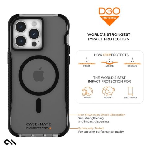 Case-Mate Tough Grip Plus D3O MagSafe - Etui iPhone 15 Pro Max (Smoke/Black) Case-Mate Tough Grip Plus D3O MagSafe - Etui iPhone 15 Pro Max (Smoke/Black)
