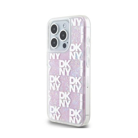 DKNY Liquid Glitter Multilogo - Etui iPhone 15 Pro (różowy) DKNY Liquid Glitter Multilogo - Etui iPhone 15 Pro (różowy)