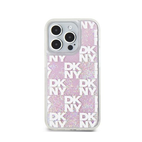 DKNY Liquid Glitter Multilogo - Etui iPhone 15 Pro (różowy) DKNY Liquid Glitter Multilogo - Etui iPhone 15 Pro (różowy)