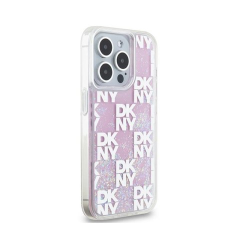 DKNY Liquid Glitter Multilogo - Etui iPhone 15 Pro (różowy) DKNY Liquid Glitter Multilogo - Etui iPhone 15 Pro (różowy)