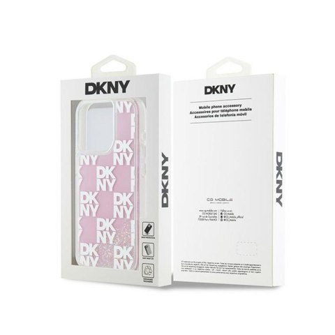 DKNY Liquid Glitter Multilogo - Etui iPhone 15 Pro (różowy) DKNY Liquid Glitter Multilogo - Etui iPhone 15 Pro (różowy)