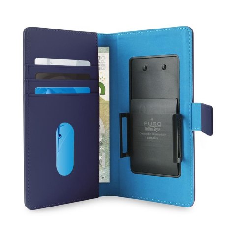 PURO Smart Wallet - Uniwersalne etui z uchwytem do robienia zdjęć z kieszonkami na karty i pieniądze, rozmiar XL (niebieski) PURO Smart Wallet - Uniwersalne etui z uchwytem do robienia zdjęć z kieszonkami na karty i pieniądze, rozmiar XL (niebieski)