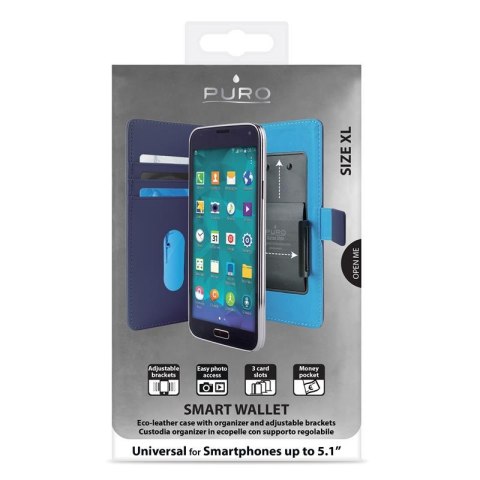 PURO Smart Wallet - Uniwersalne etui z uchwytem do robienia zdjęć z kieszonkami na karty i pieniądze, rozmiar XL (niebieski) PURO Smart Wallet - Uniwersalne etui z uchwytem do robienia zdjęć z kieszonkami na karty i pieniądze, rozmiar XL (niebieski)