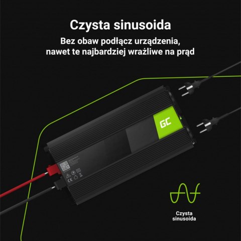 Green Cell - Przetwornica napięcia Inwerter 24V na 230V 1500W/3000W Czysta sinusoida Green Cell - Przetwornica napięcia Inwerter 24V na 230V 1500W/3000W Czysta sinusoida