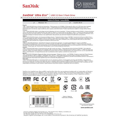 SanDisk Ultra Eco - Pendrive 128 GB USB 3.2 Gen 1 100 MB/s SanDisk Ultra Eco - Pendrive 128 GB USB 3.2 Gen 1 100 MB/s