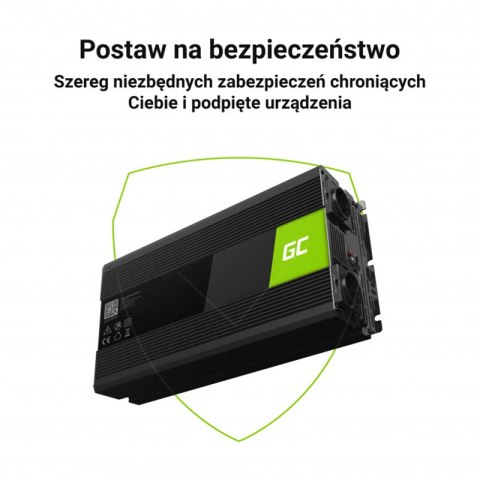 Green Cell - Przetwornica napięcia Inwerter 12V na 230V 1500W/3000W Czysta sinusoida Green Cell - Przetwornica napięcia Inwerter 12V na 230V 1500W/3000W Czysta sinusoida