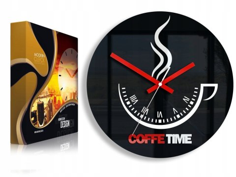 MODERN CLOCK ZEGAR ŚCIENNY COFFEE TIME II BLACK MODERN CLOCK ZEGAR ŚCIENNY COFFEE TIME II BLACK
