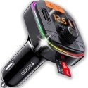 Yesido Transmiter samochodowy Bluetooth 5.0 FM Szybka Ładowarka 43W 2x USB QC 3.0 + USB-C PD Micro SD Yesido do samochodu czarny