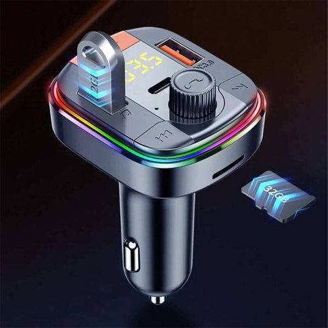 Yesido Transmiter samochodowy Bluetooth 5.0 FM Szybka Ładowarka 43W 2x USB QC 3.0 + USB-C PD Micro SD Yesido do samochodu czarny Yesido Transmiter samochodowy Bluetooth 5.0 FM Szybka Ładowarka 43W 2x USB QC 3.0 + USB-C PD Micro SD Yesido do samochodu czarny